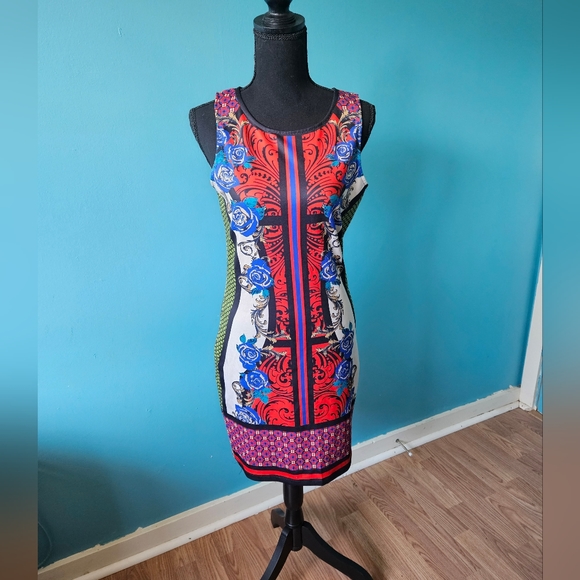 Flying Tomato Mosaic stretch printed dress size L - Picture 5 of 7